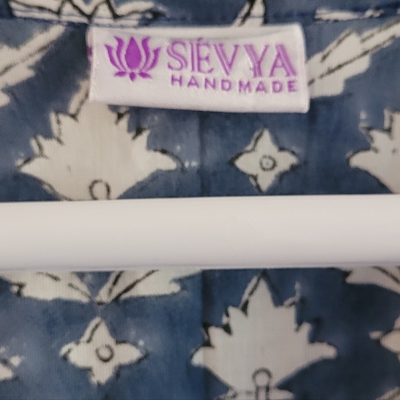 Sevya Handmade Blue and White Kaftan One Size Fits Most. NWOT. - Picture 2 of 12
